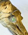 Lightning Ridge Crystal Opal Halo Silver Pendant