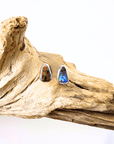 Boulder Opal Triangle Sparkle Silver Stud Earrings