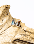 Boulder Opal Triangle Sparkle Silver Stud Earrings