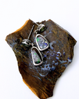 Boulder Opal and Pale Green Sapphire Drop Silver Earrings