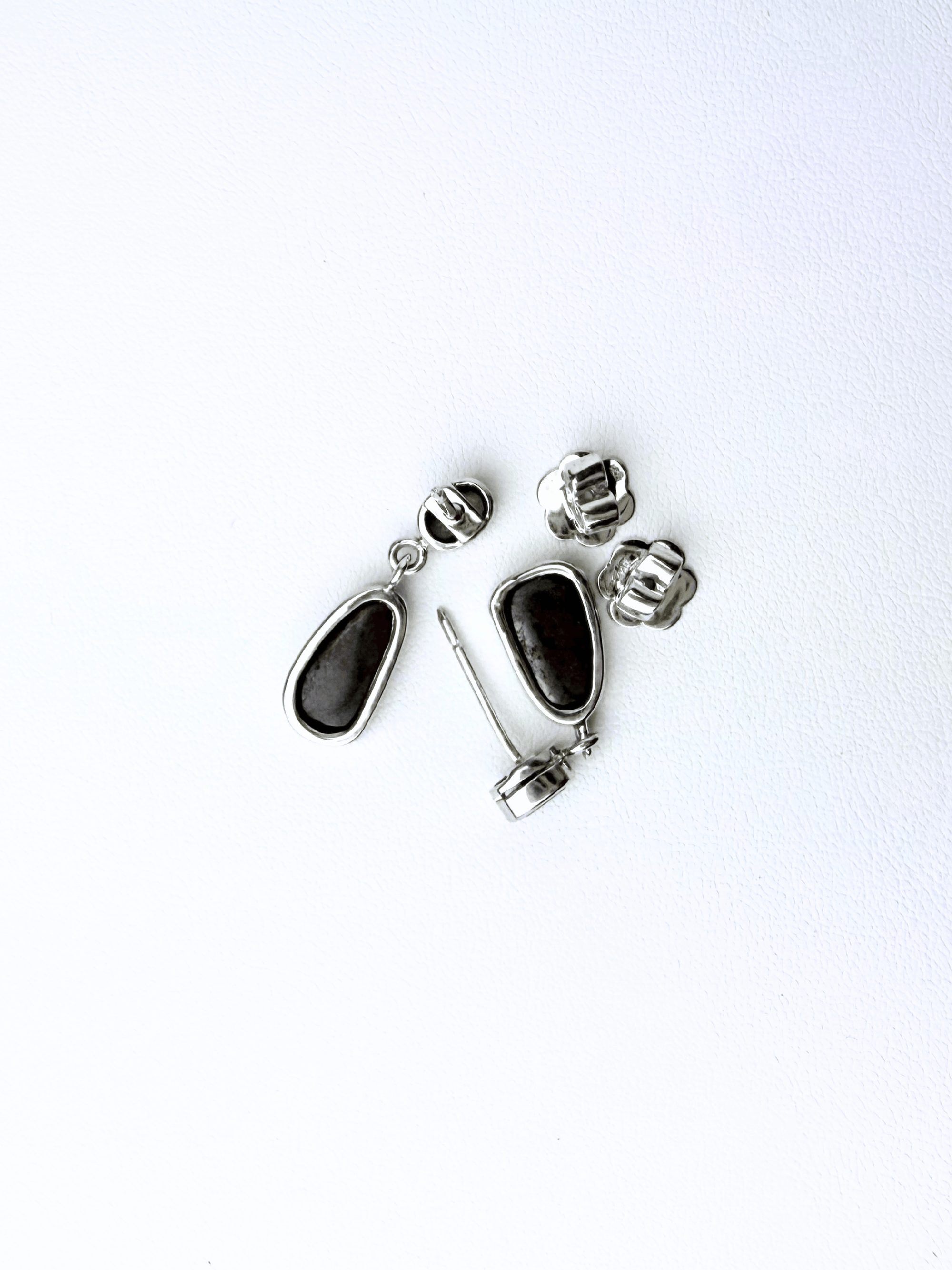 Boulder Opal and Pale Green Sapphire Drop Silver Earrings