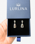 Boulder Opal and Pale Green Sapphire Drop Silver Earrings