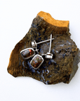 Boulder Opal and Bright Ruby Drop Silver Earrings