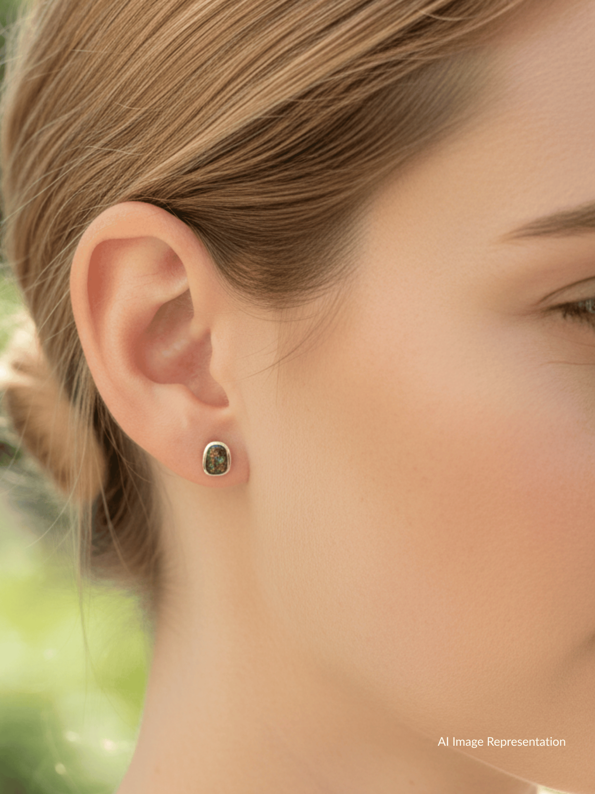 Boulder Opal Multi Sparkle Silver Stud Earrings