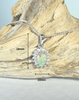 Lightning Ridge Crystal Opal Halo Silver Pendant