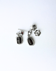 Boulder Opal and Bright Ruby Drop Silver Earrings