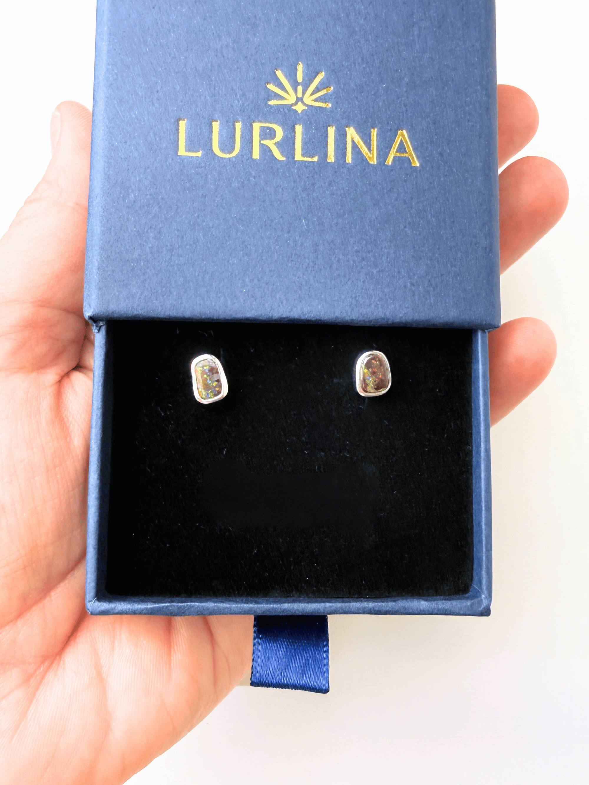 Boulder Opal Multi Sparkle Silver Stud Earrings