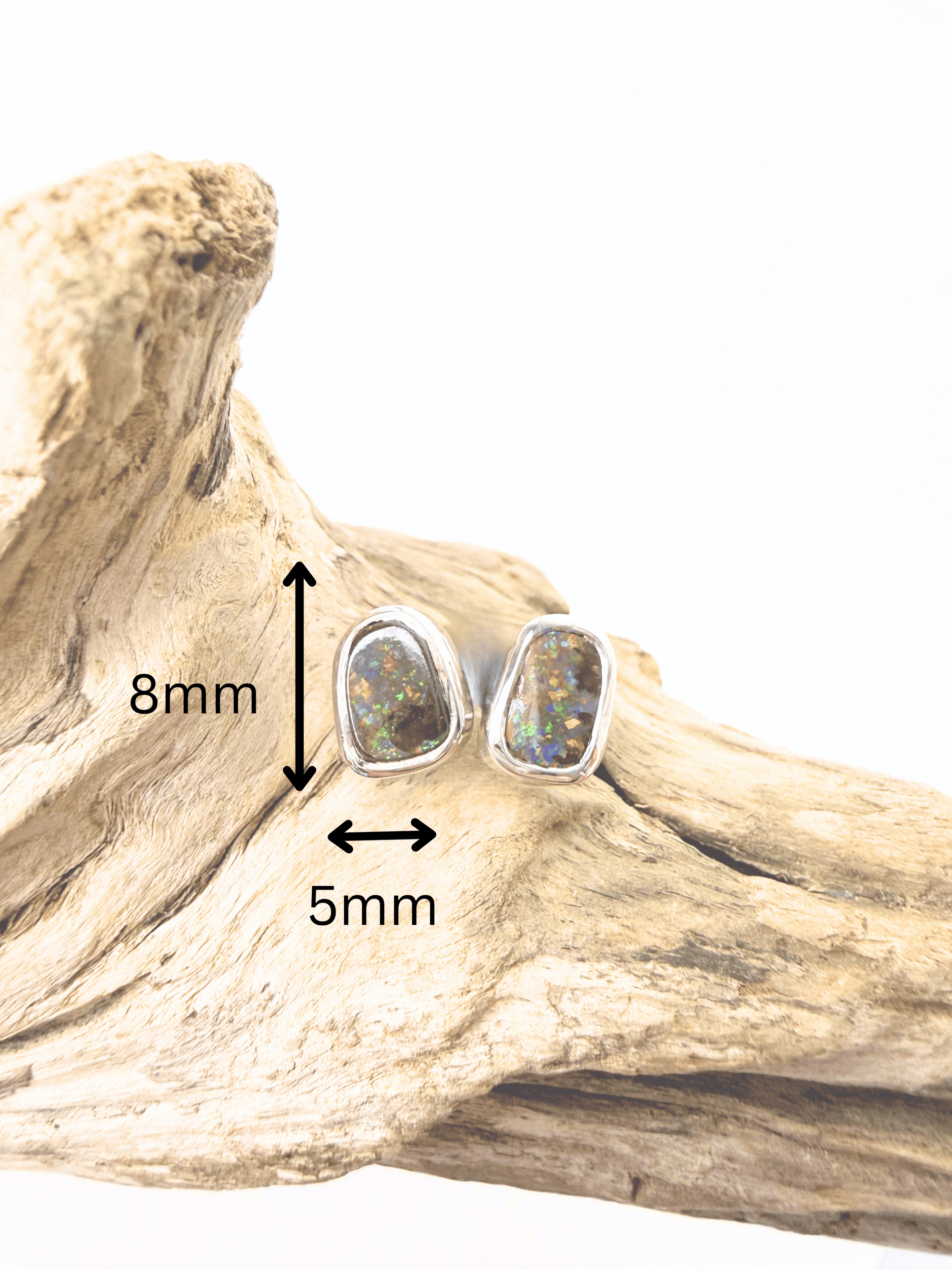 Boulder Opal Multi Sparkle Silver Stud Earrings