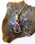 Boulder Opal and Pink Sapphire 18K Gold Pendant