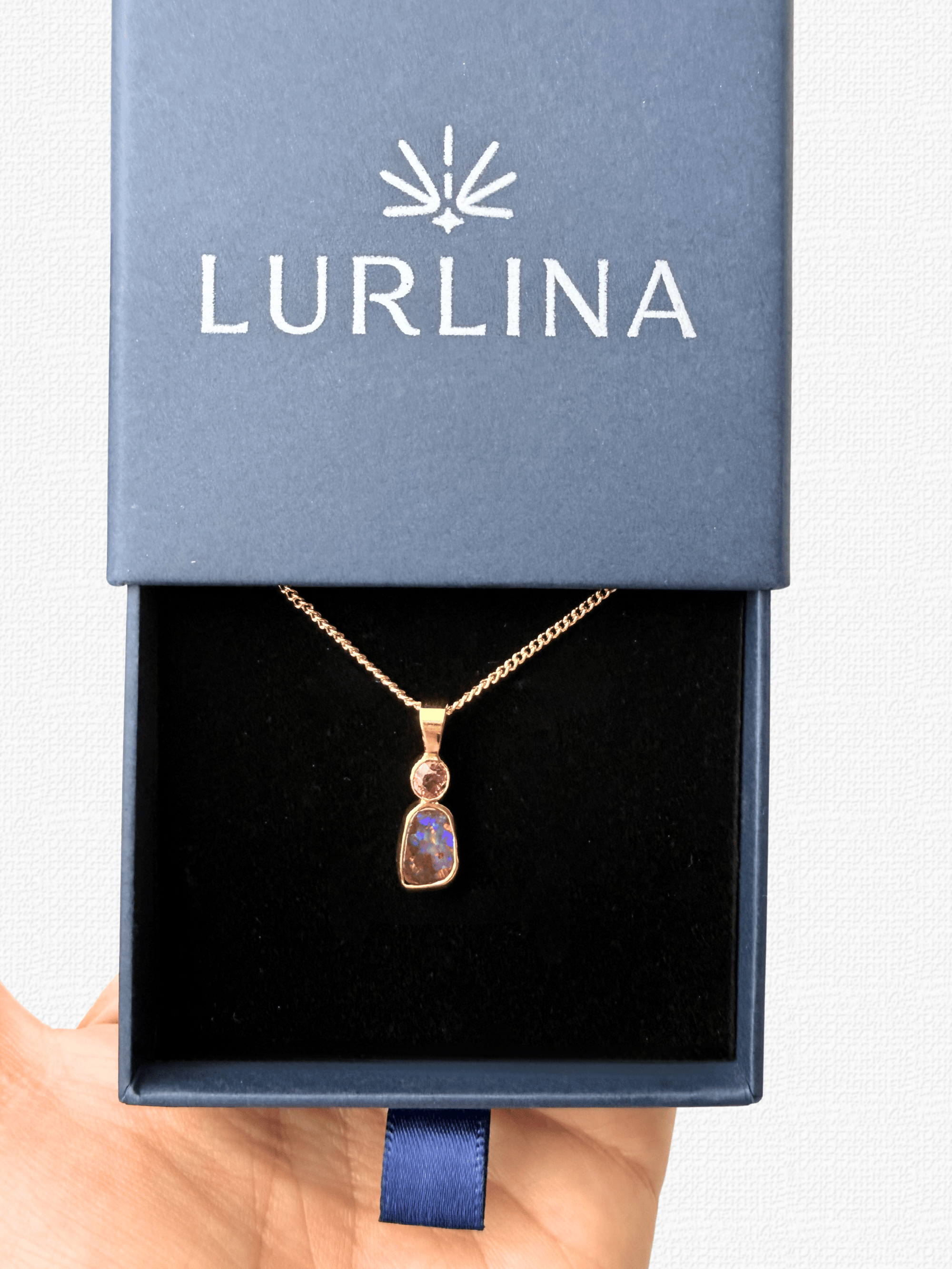 Boulder Opal and Pink Sapphire 18K Gold Pendant