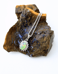 Lightning Ridge Crystal Opal Halo Silver Pendant