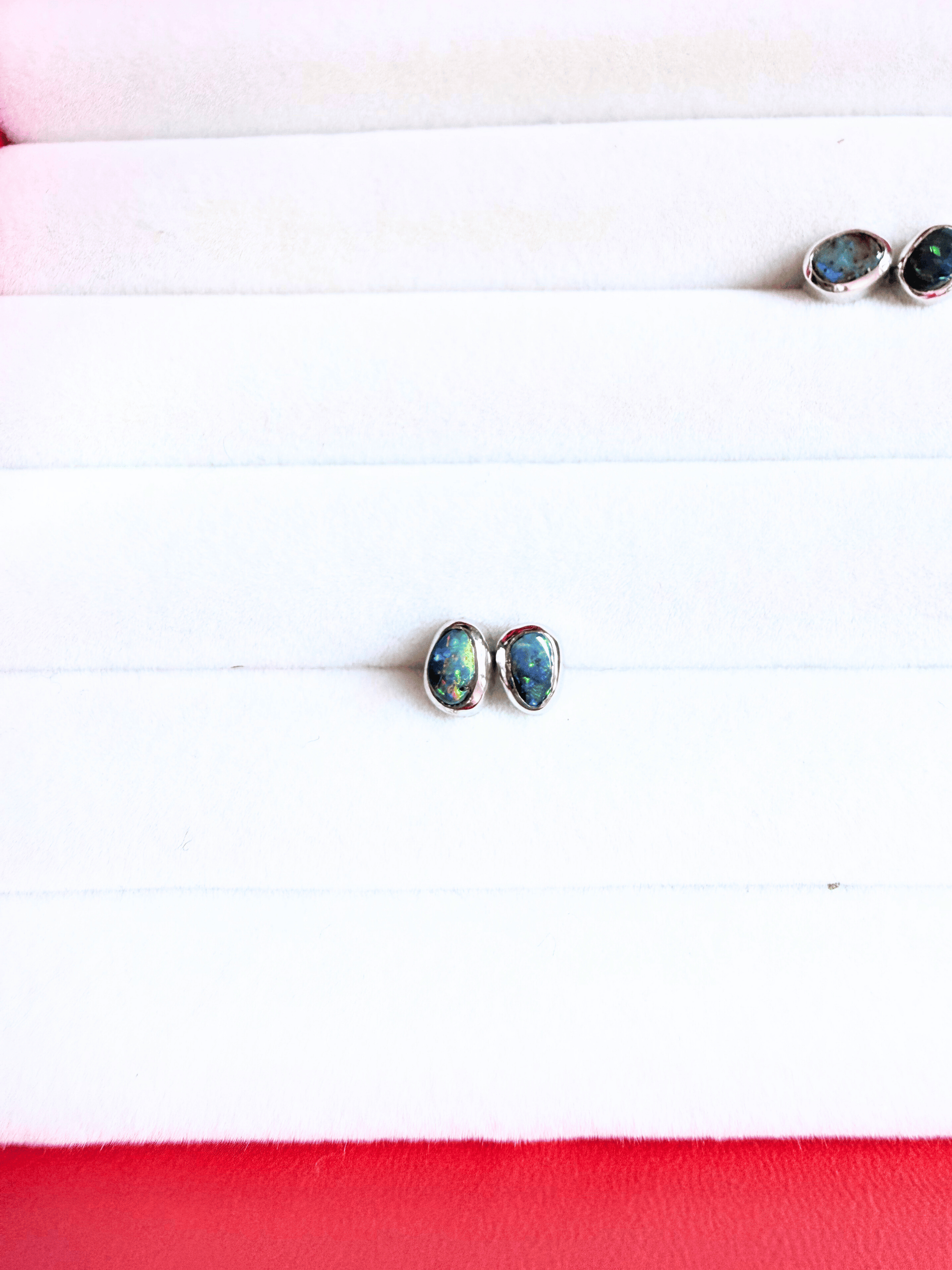 Boulder Opal Mini Sparkle Silver Stud Earrings