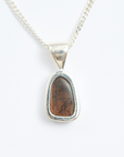 Pinfire Green Boulder Opal Silver Pendant