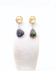 Boulder Opal and Citrine Drop Silver Earrings