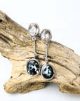 Boulder Opal and Topaz Dangle Silver Earrings