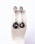 Boulder Opal and Topaz Dangle Silver Earrings