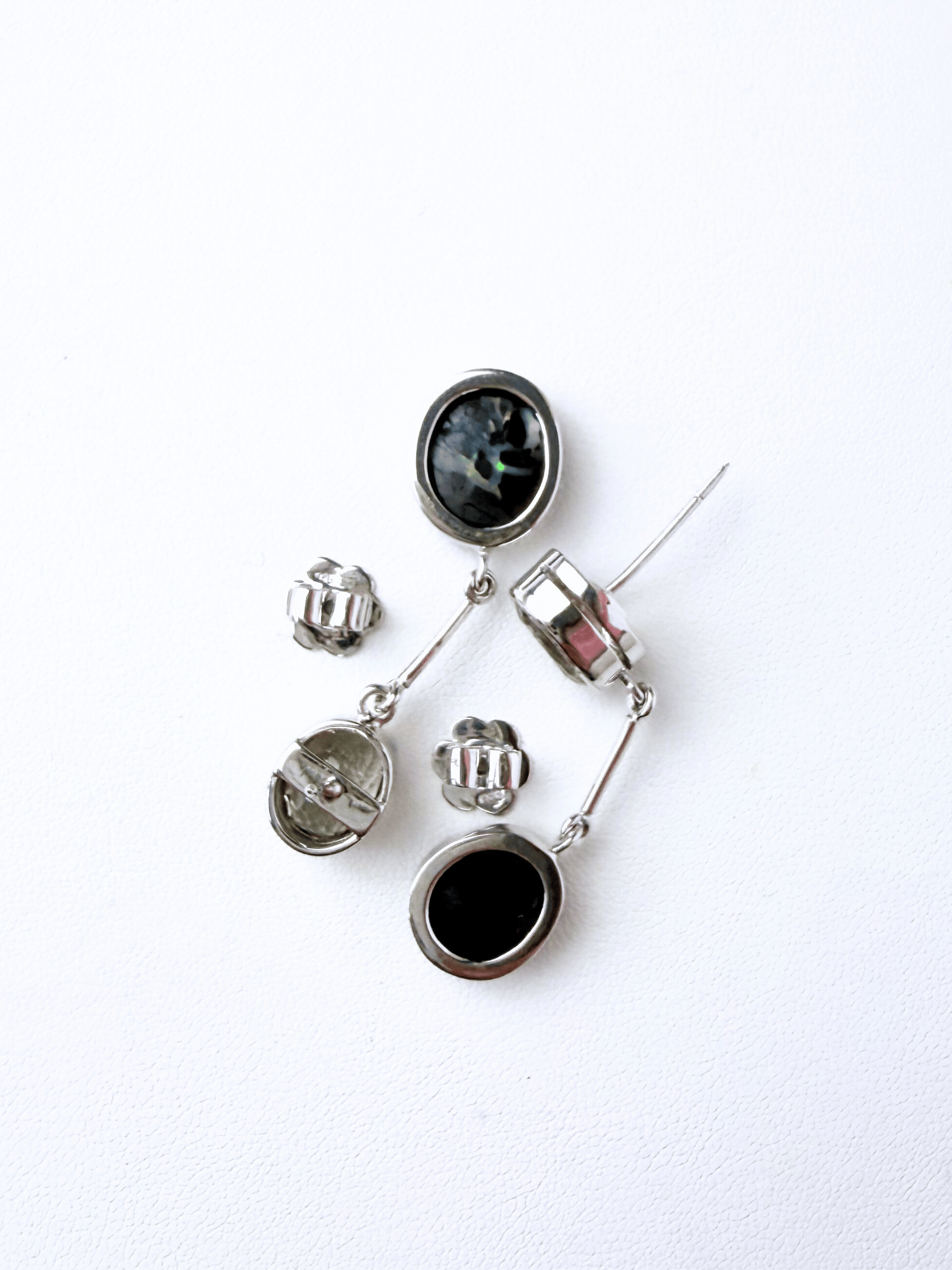 Boulder Opal and Topaz Dangle Silver Earrings
