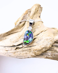 Boulder Harlequin Opal and Diamond 18K White Gold Pendant