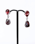 Boulder Opal and Pink Pear Tourmaline Drop Silver Earrings