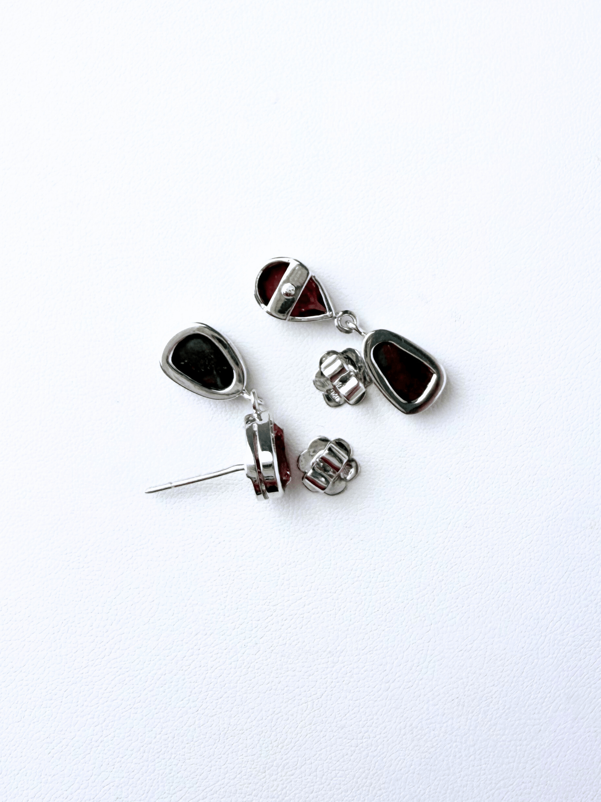 Boulder Opal and Pink Pear Tourmaline Drop Silver Earrings