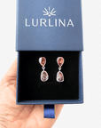 Boulder Opal and Pink Pear Tourmaline Drop Silver Earrings