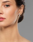 Boulder Opal and Royal Blue Sapphire Silver Drop Earrings