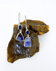 Blue Boulder Opal and Iolite Silver Hook Earrings