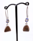 Blue Boulder Opal and Iolite Silver Hook Earrings