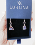 Blue Boulder Opal and Iolite Silver Hook Earrings