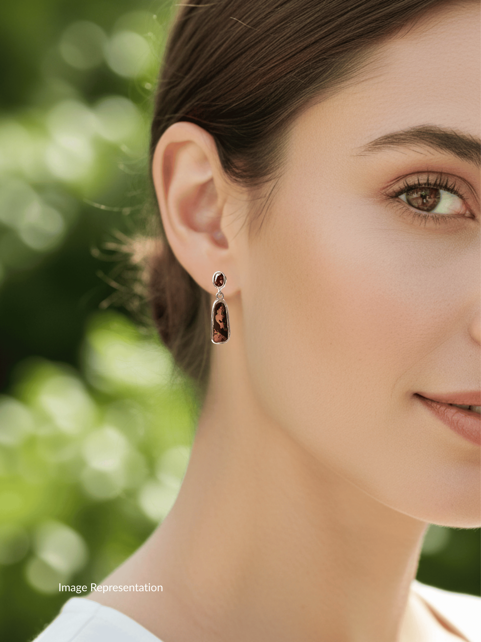 Boulder Opal and Malaya Garnet Silver Drop Earrings