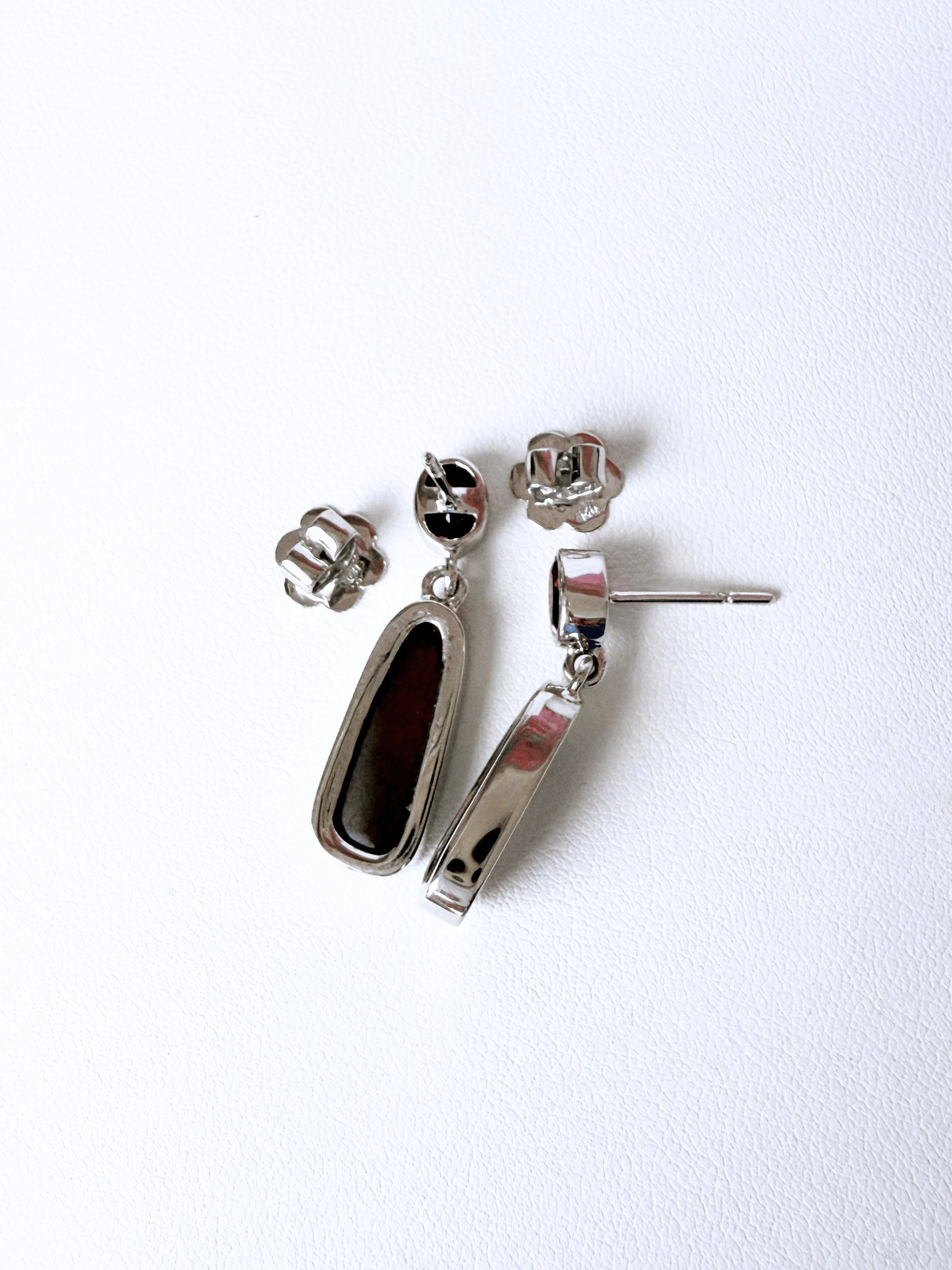 Boulder Opal and Malaya Garnet Silver Drop Earrings
