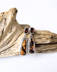Boulder Opal and Malaya Garnet Silver Drop Earrings