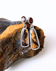 Boulder Opal and Malaya Garnet Silver Drop Earrings
