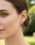 Boulder Opal and Malaya Garnet Silver Drop Earrings