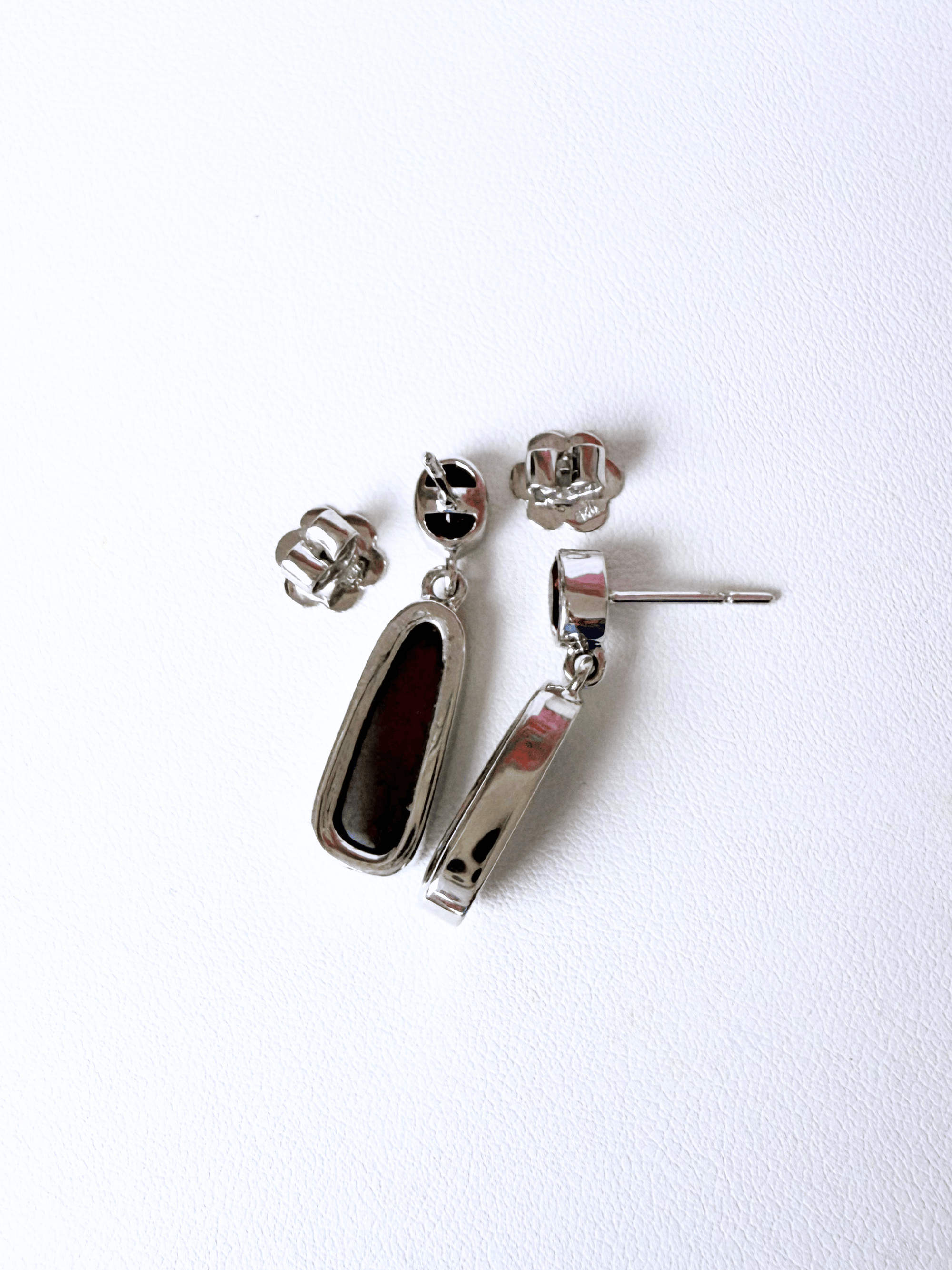Boulder Opal and Malaya Garnet Silver Drop Earrings