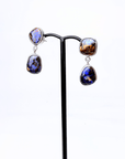 Blue Boulder Opal Double Drop Silver Earrings