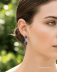 Blue Boulder Opal Double Drop Silver Earrings