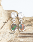 Red Boulder Opal and Pink Zircon Silver Drop Earrings