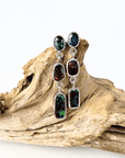 Boulder Opal and Sapphire Triple Drop Silver Earrings