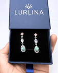 Boulder Opal, Pink Spinel and Aquamarine Drop Silver Earrings