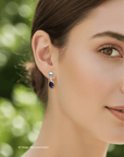 Boulder Opal and Blue Zircon Drop Silver Earrings