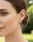 Boulder Opal and Blue Zircon Drop Silver Earrings