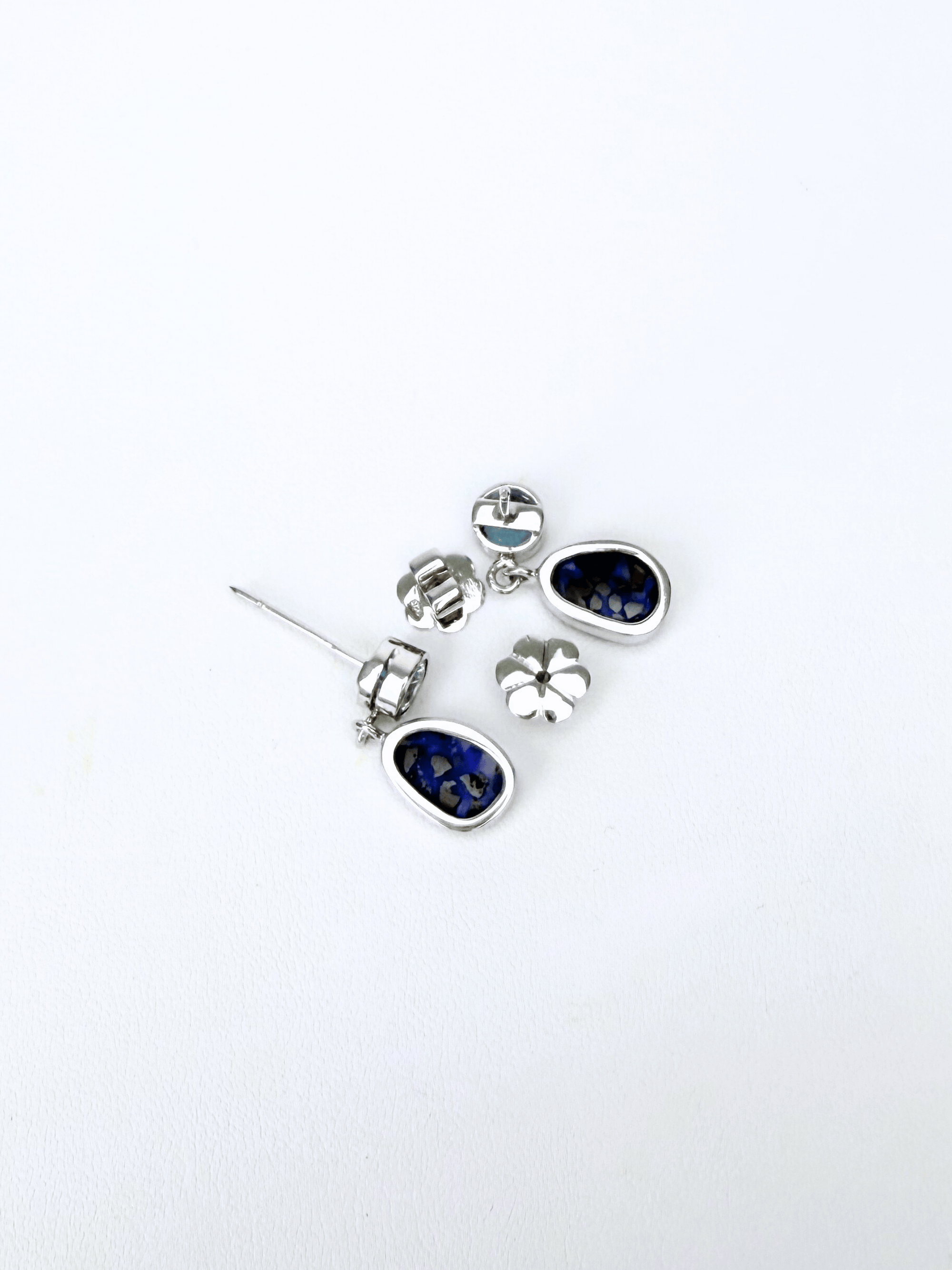 Boulder Opal and Blue Zircon Drop Silver Earrings