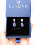 Boulder Opal and Blue Zircon Drop Silver Earrings