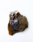 Boulder Opal, Aquamarine Heart and Pink Tourmaline Drop Silver Earrings