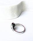 Boulder Opal and Diamond Split Shank Silver Ring