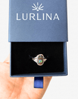Boulder Opal and Diamond Split Shank Silver Ring