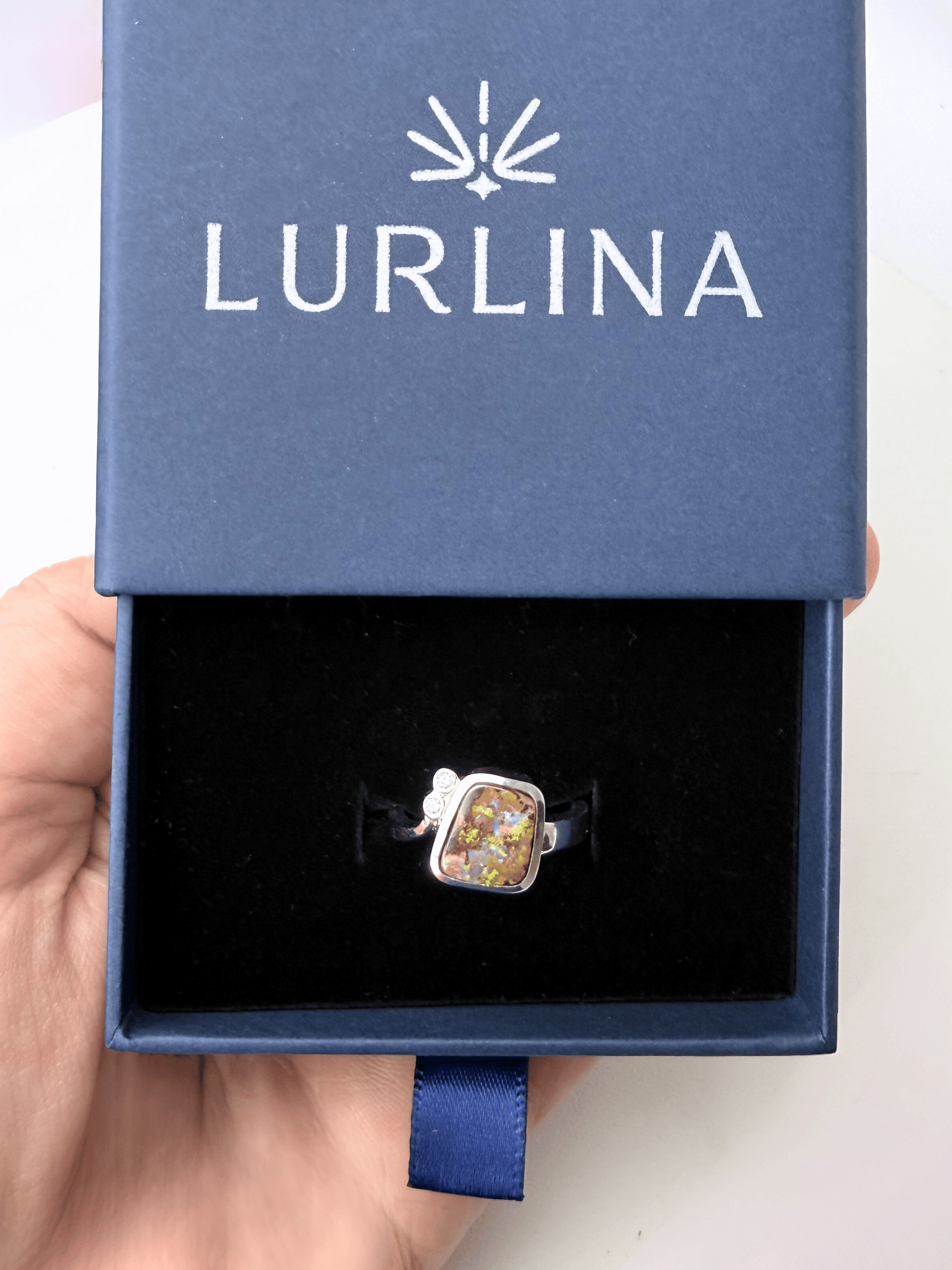 Boulder Opal and Diamond Accent Silver Ring