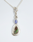 Boulder Opal with Tanzanite Silver Frame Bracelet Charm
