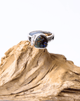 Boulder Opal and Diamond Trilogy Silver Ring